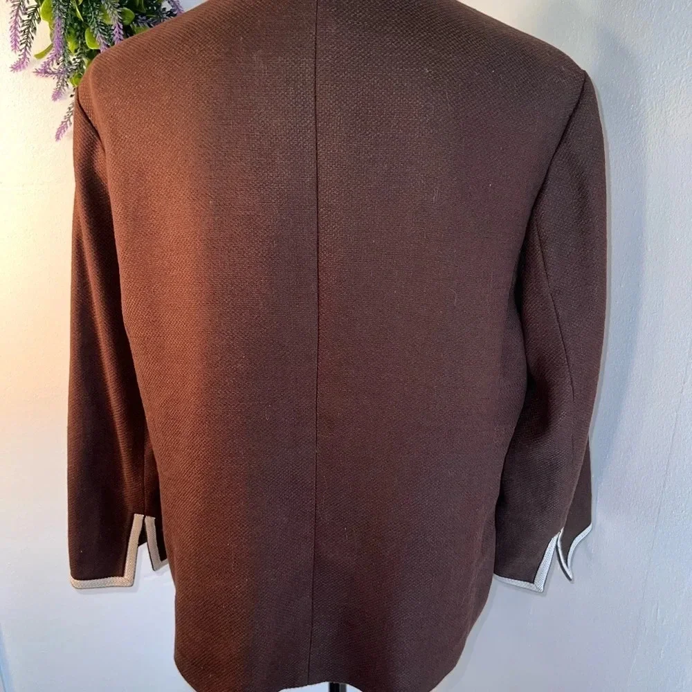 Peck&peck,14 oversized‎ button front pocketed,contrast stitching jacket/Blazer